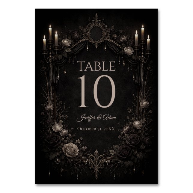 Numéro De Table Elegant Gothic Halloween Wedding Table number (Par défaut)