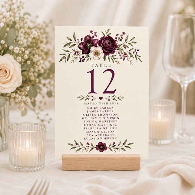 Numéro De Table Élégant graphique de table de mariage botanique au (Créateur téléchargé)