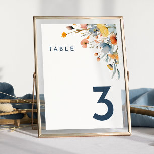 Numéro De Table Élégant Gras Mariage Floral
