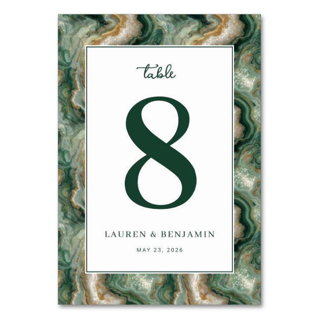 Numéro De Table Elegant Green Marbled Number Card (Par défaut)