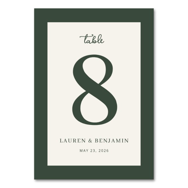 Numéro De Table Elegant Green Number Eight (Par défaut)