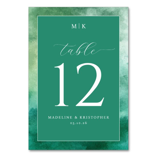 Numéro De Table Elegant Green Watercolor Table Number (Par défaut)