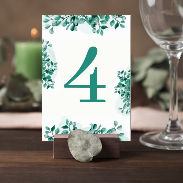 Numéro De Table Elegant Greenery Wedding Table Number Card (Créateur téléchargé)