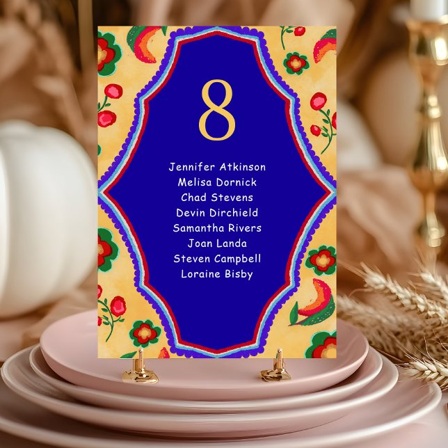Numéro De Table Élégant jaune vibrant bleu mexicain (Créateur téléchargé)