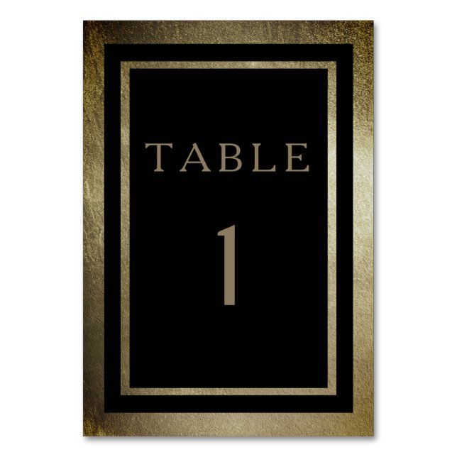 Numéro De Table Elégant Jour Gold & Noir Mariage vertical (Dos)