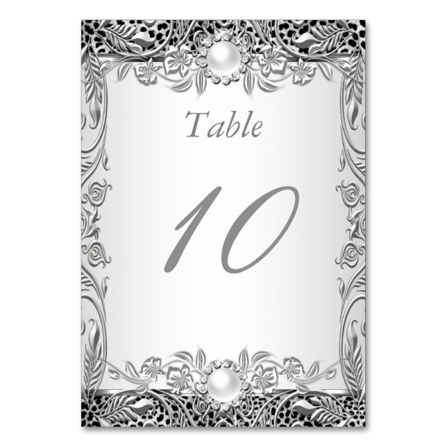 Numéro de Table Elégant Léopard Argent Perle (Par défaut)