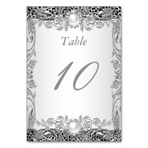 Numéro de table Elegant Leopard Silver Pearl