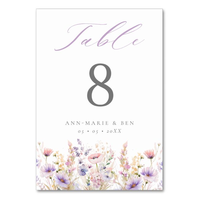 Numéro De Table Élégant Lilac Fleur sauvage Mariage (Par défaut)