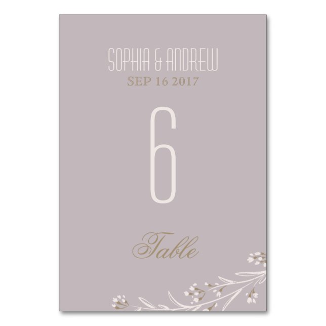 Numéro De Table Élégant lilas floral rustique mariage numéro de ta (Par défaut)