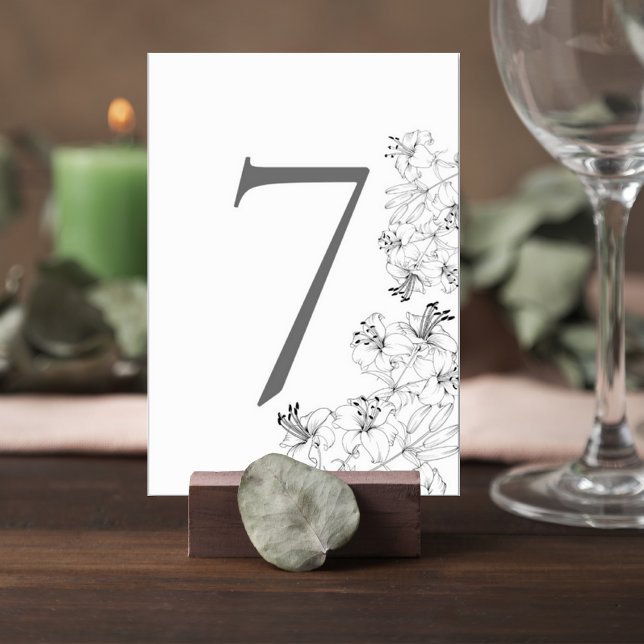 Numéro De Table Elegant Lily Floral Wedding Table Number Card (Créateur téléchargé)