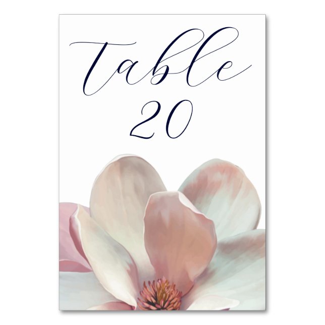 Numéro De Table Élégant Magnolia Mariage rose et blanc (Par défaut)