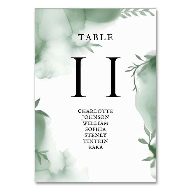 Numéro De Table Élégant mariage aquarelle de verdure d'eucalyptus (Dos)