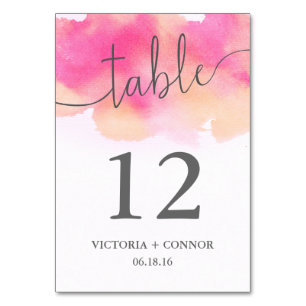 Numéro De Table Elégant Mariage Aquarelle rose Peach