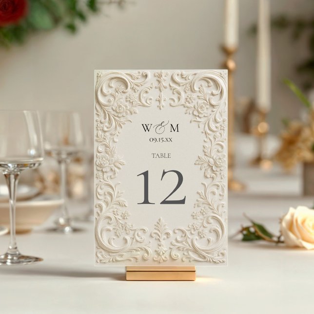 Numéro De Table Élégant Mariage baroque (Elegant Baroque Wedding Table Number)