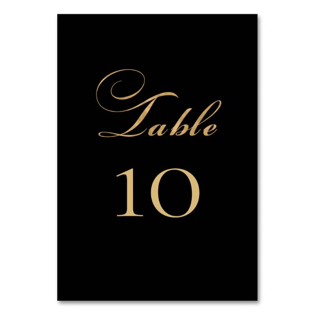 Numéro De Table Élégant Mariage Black Gold (Dos)