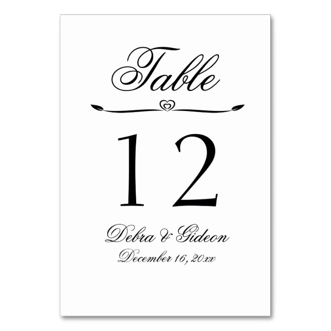 Numéro De Table Élégant Mariage blanc et noir (Par défaut)