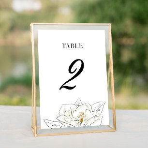 Numéro De Table Élégant Mariage blanc Magnolia