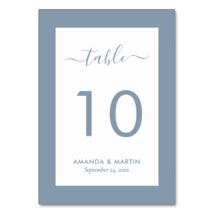 Numéro De Table Elégant Mariage bleu Dusty