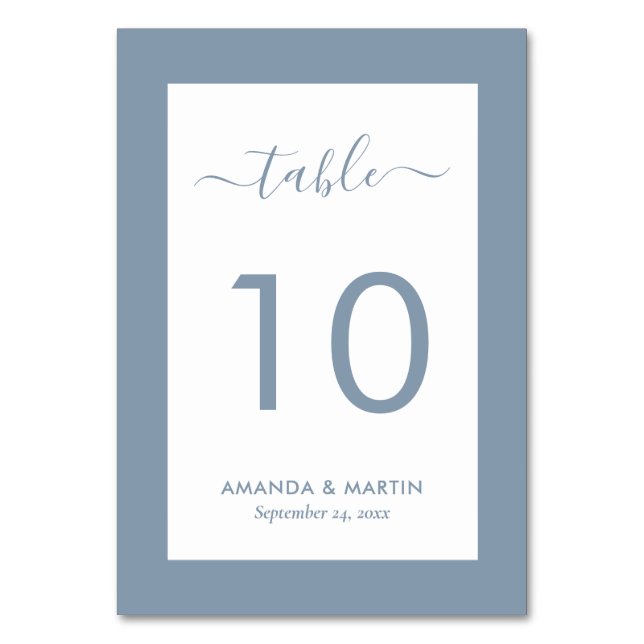 Numéro De Table Elégant Mariage bleu Dusty (Par défaut)