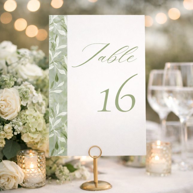Numéro De Table Élégant mariage botanique vert sauge  (Créateur téléchargé)