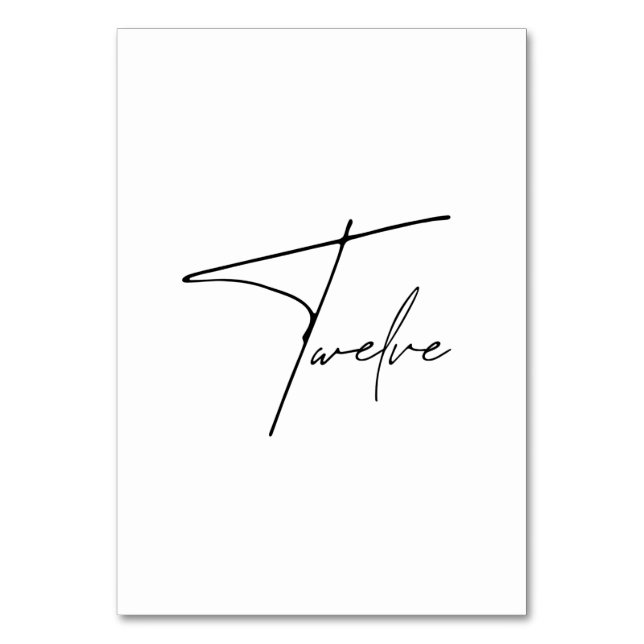 Numéro De Table Élégant Mariage calligraphique Tableau 12 Numéro d (Par défaut)
