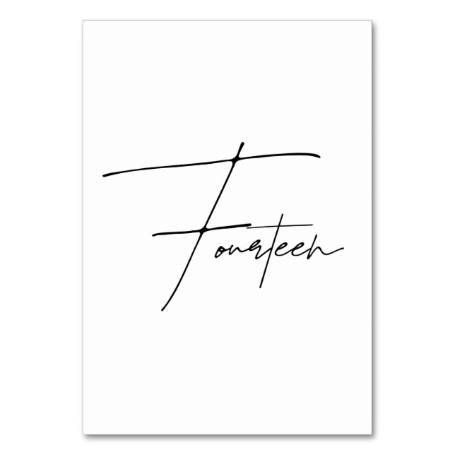 Numéro De Table Élégant Mariage calligraphique Tableau 14 Numéro d (Par défaut)