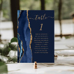 Numéro De Table Élégant Mariage d'âge or bleu marine<br><div class="desc">Le bord gauche de cette élégante carte de numéro de table mariage moderne comporte une bordure marine couleur aquarelle ornée d'une parties scintillant en faux or. Le mot "table" apparaît dans un script d'écriture manuscrite de couleur or sur un arrière - plan bleu marine. Ajoutez les noms de vos invités...</div>