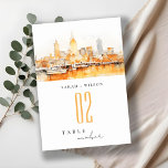 Numéro De Table Élégant Mariage d'aquarelle Skyline de Nashville C<br><div class="desc">Si vous avez besoin d'une plus grande personnalisation,  n'hésitez pas à m'envoyer un email sur yellowfebstudio@gmail.com. ou un message via Zazzle.</div>
