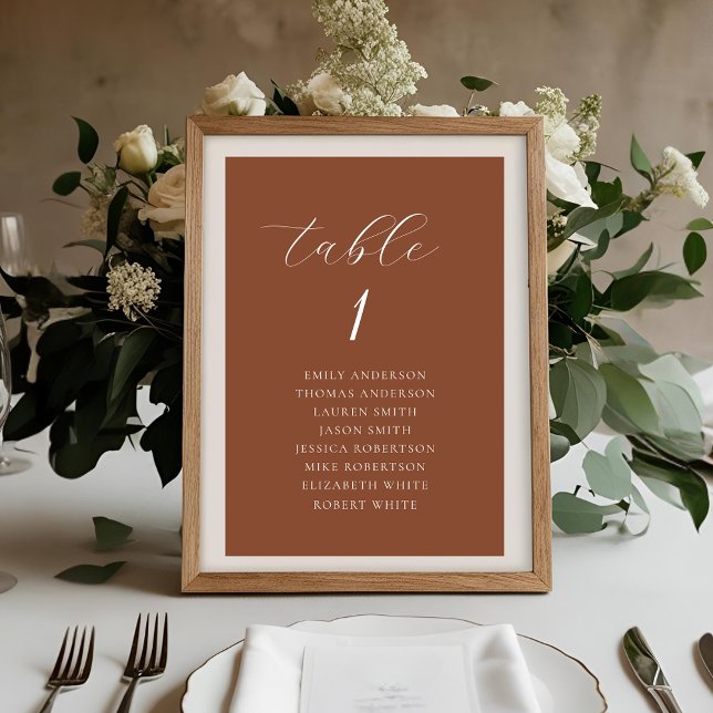 Numéro De Table Élégant Mariage de automne en terre cuite (Créateur téléchargé)