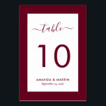 Numéro De Table Élégant Mariage de Bourgogne<br><div class="desc">Elégant numéro de table de mariage bordeaux. Personnalisez facilement en ligne. Objets correspondants disponibles pour compléter cette carte de numéro de table de mariage bordeaux moderne.</div>