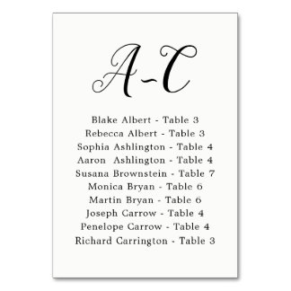 Numéro De Table Élégant Mariage de calligraphie Invité par nom
