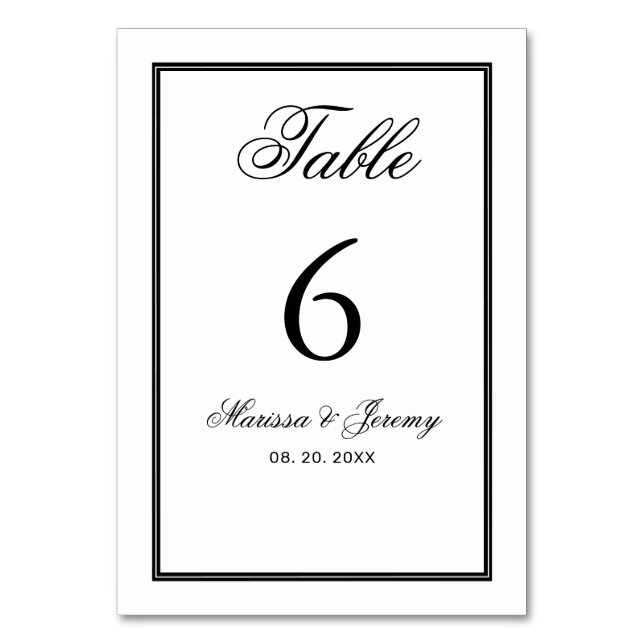 Numéro De Table Élégant Mariage de calligraphie noir de script bla (Par défaut)