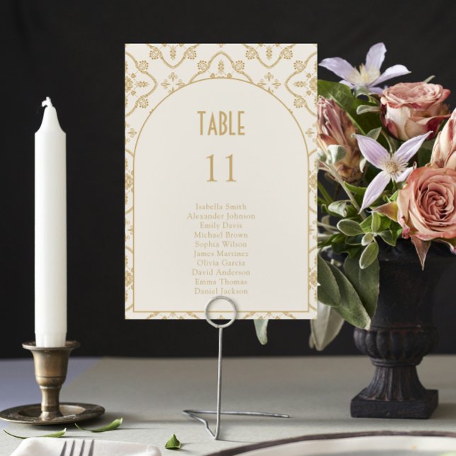 Numéro De Table Elégant Mariage de Carrelage Méditerranéen (Créateur téléchargé)