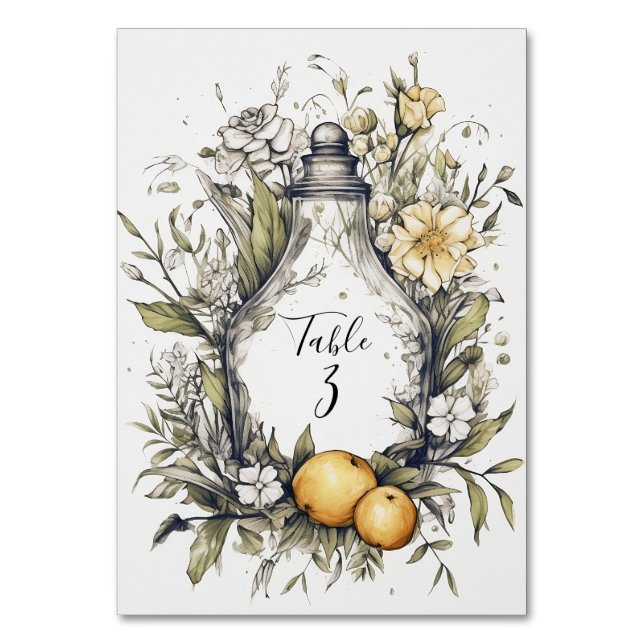 Numéro De Table Élégant Mariage de feuillage de citron rustique Nu (Par défaut)