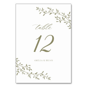 Numéro De Table Élégant Mariage de la branche de la feuille Botani