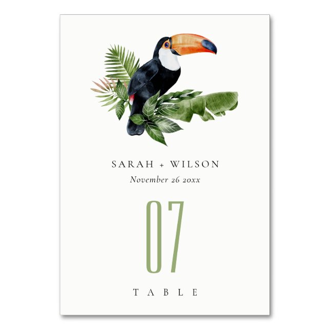 Numéro De Table Élégant Mariage de la faune Toucan de la forêt tro (Par défaut)