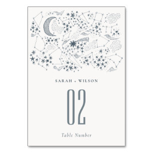 Numéro De Table Élégant Mariage de la Lune de nuit étoilée de la M