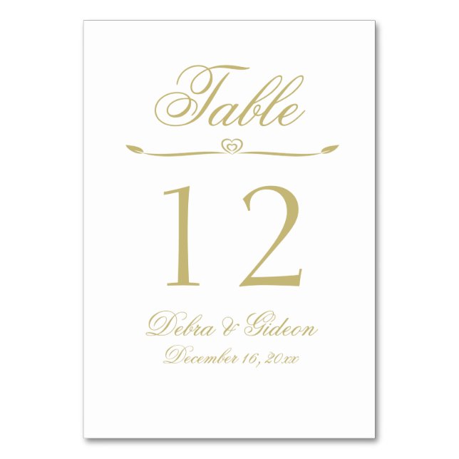 Numéro De Table Élégant Mariage de monogramme blanc et or (Par défaut)