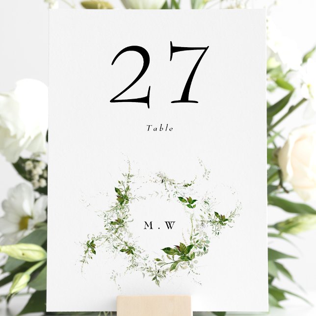 Numéro De Table Élégant Mariage de monogramme Eucalyptus Wreath (Créateur téléchargé)