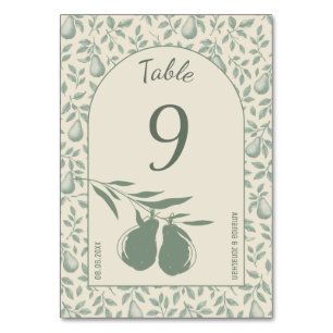 Numéro De Table Élégant Mariage de poire verte