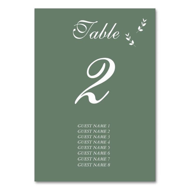 Numéro De Table Élégant Mariage de script en vert d'olive Sage for (Par défaut)