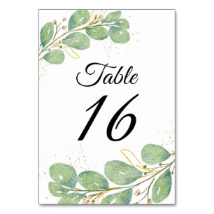 Numéro De Table Élégant Mariage de script Eucalyptus