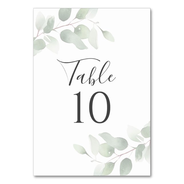 Numéro De Table Elégant Mariage de verdure Eucalyptus (Par défaut)