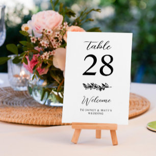 Numéro De Table Élégant Mariage de verdure romantique