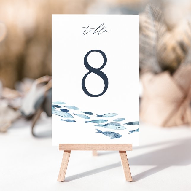 Numéro De Table Elégant Mariage d'eau bleu côtier (Créateur téléchargé)