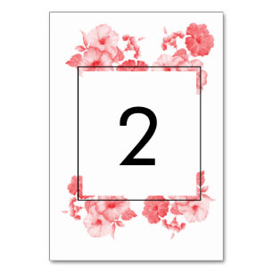 Numéro De Table Elégant Mariage d'hibiscus aquarelle