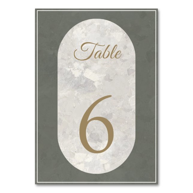 Numéro De Table Elégant Mariage en marbre vert Taupe (Par défaut)