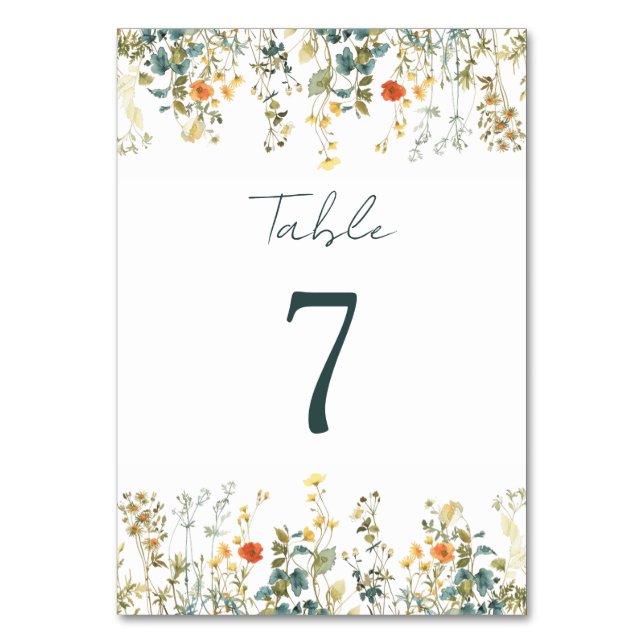 Numéro De Table Élégant Mariage Fleur sauvage (Par défaut)