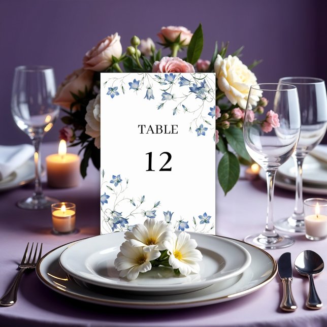Numéro De Table Élégant Mariage floral bleu (Créateur téléchargé)