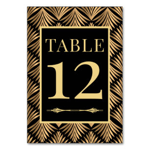 Numéro De Table Élégant Mariage Gatsby Black Gold Art Déco